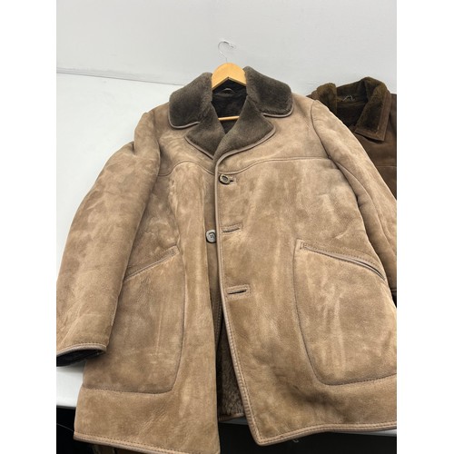 131 - GENTS DARBY TWEED JACKET SIZE 40s AND TWO REAL SHEEPSKIN COATS BOTH SIZE MEDIUM