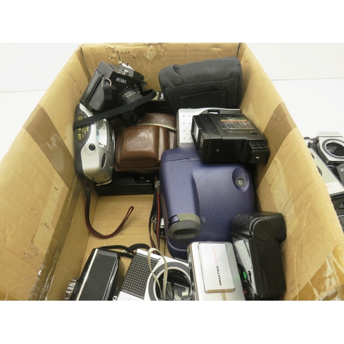 142 - BOX OF MISCELLANEOUS INCLUDES WALKMAN, CD PLAYERS, JEWELLERY BOX ETC