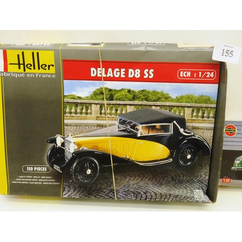 155 - AIRFIX VW 1200 AND HELLER DELAGE D8 SS MODEL KITS INCLUDING PAINTS