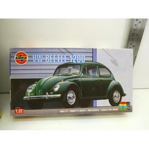 155 - AIRFIX VW 1200 AND HELLER DELAGE D8 SS MODEL KITS INCLUDING PAINTS