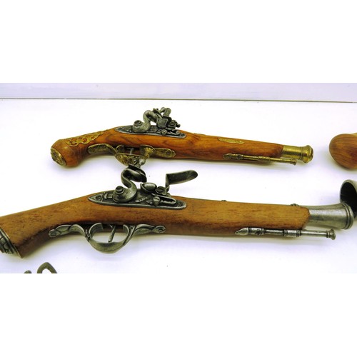 96 - 8 x ASSORTED REPLICA FLINTLOCK PISTOLS - ORNAMENTAL