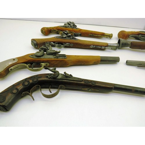 96 - 8 x ASSORTED REPLICA FLINTLOCK PISTOLS - ORNAMENTAL