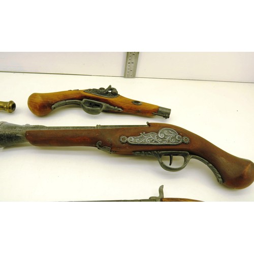 96 - 8 x ASSORTED REPLICA FLINTLOCK PISTOLS - ORNAMENTAL