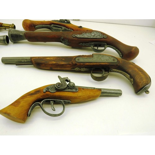 96 - 8 x ASSORTED REPLICA FLINTLOCK PISTOLS - ORNAMENTAL