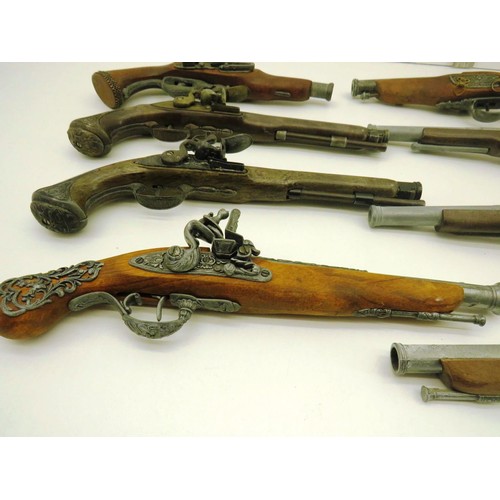 97 - 8 x ASSORTED ORNAMENTAL REPLICA FLINTLOCK PISTOLS