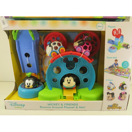 180 - DISNEY BABY PLAYSET AND STACK AND SPIN TECHNO KIDS PLAYSET - both new and boxed