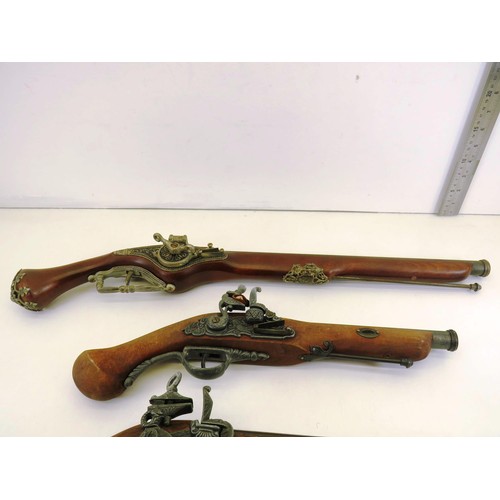 69 - 4 x LARGE ORNAMENTAL REPLICA FLINTLOCK PISTOLS