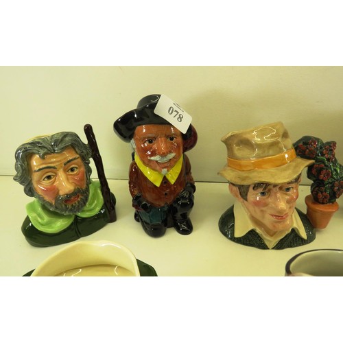 78 - 12 x CERAMIC TOBY JUGS AND TEAPOTS TO INCLUDE SYLVAC MR PICKWICK, PEARLY QUEEN, ROYAL DOULTON THE GA... 