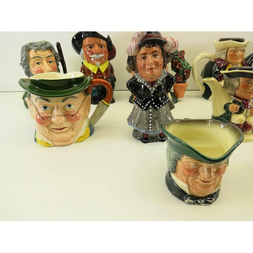 78 - 12 x CERAMIC TOBY JUGS AND TEAPOTS TO INCLUDE SYLVAC MR PICKWICK, PEARLY QUEEN, ROYAL DOULTON THE GA... 