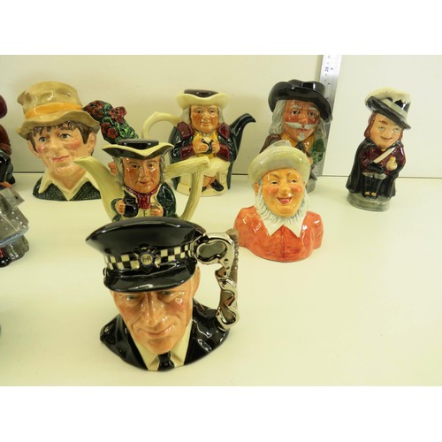 78 - 12 x CERAMIC TOBY JUGS AND TEAPOTS TO INCLUDE SYLVAC MR PICKWICK, PEARLY QUEEN, ROYAL DOULTON THE GA... 