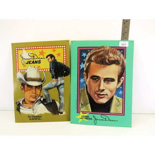 85 - TWO JAMES DEAN TIN SIGNS