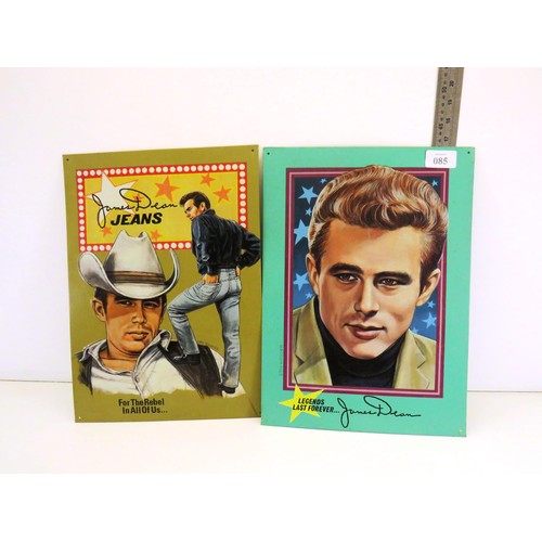 85 - TWO JAMES DEAN TIN SIGNS