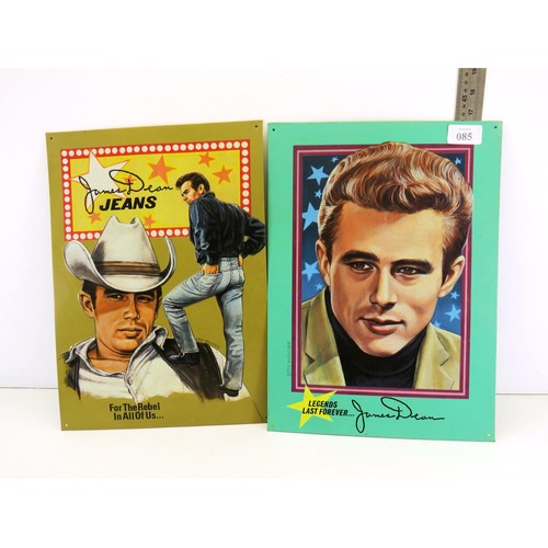 85 - TWO JAMES DEAN TIN SIGNS