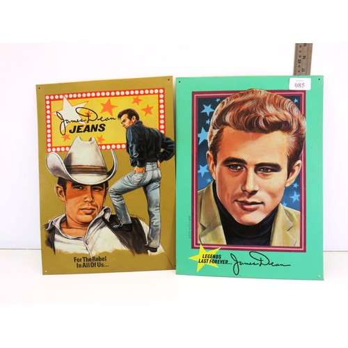 85 - TWO JAMES DEAN TIN SIGNS