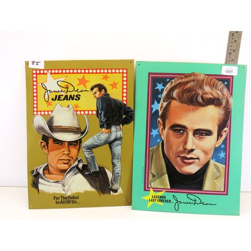 85 - TWO JAMES DEAN TIN SIGNS