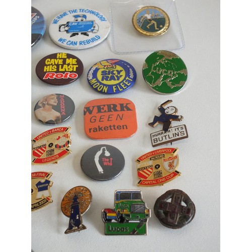 17 - 35 x BADGES INCLUDING BUTLINS, SPEEDWAY, FOOTBALL etc