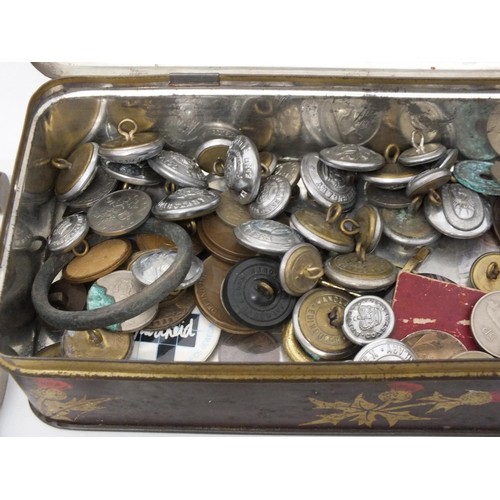 28 - OLD TIN FULL OF MISCELLANEOUS ITEMS - COINS, CORKSCREWS ETC