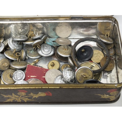 28 - OLD TIN FULL OF MISCELLANEOUS ITEMS - COINS, CORKSCREWS ETC