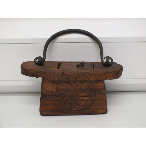 4 - CARVED WOOD AND METAL PURSE