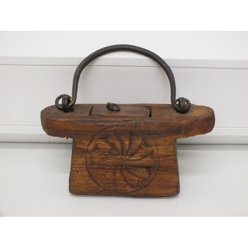 4 - CARVED WOOD AND METAL PURSE