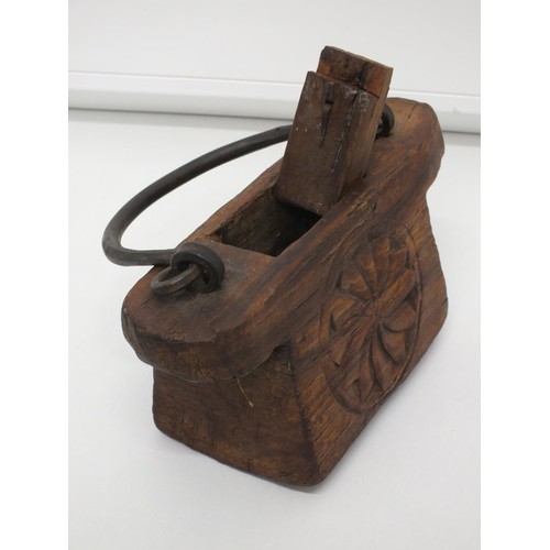 4 - CARVED WOOD AND METAL PURSE