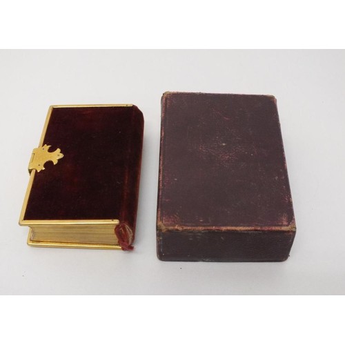 29 - VELVET and GILT BOUND MINIATURE SUNDAY PRAYER BOOK, PROPER LESSONS UNIVERSITY PRESS - IN RED LEATHER... 