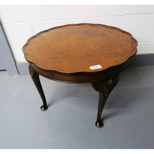 209 - WALNUT INLAID SCALLOPED EDGE OCCASIONAL TABLE