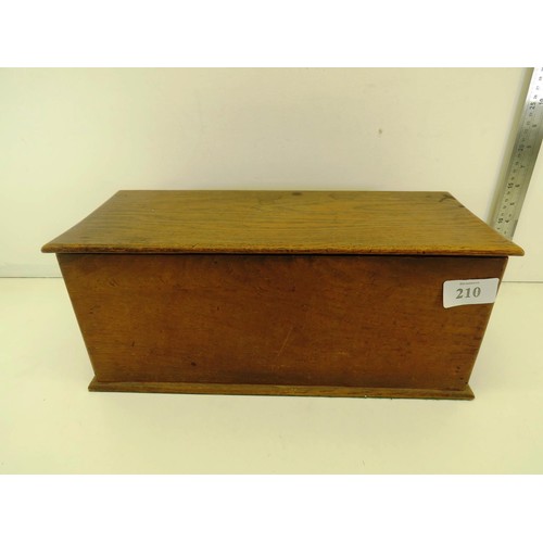 210 - OAK WOODEN BOX TO INCLUDE REGULAR CAMERA ATLAS 35