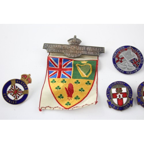 407 - 10 x Assorted Irish ULSTER Badges & Fobs Inc Enamel, Union, Jubilee Etc