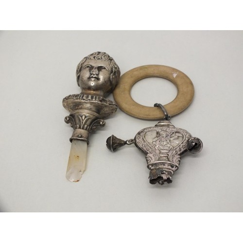 206 - TWO VICTORIAN SILVER BABY RATTLES