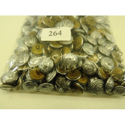 264 - APPROXIMATELY 2KG OF UNIFORM BUTTONS AND COLLARS