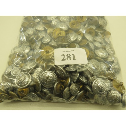 281 - APPROXIMATELY 2KG OF UNIFORM BUTTONS AND COLLARS