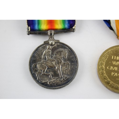 439 - WW1 Medal Pair & Original Long Ribbons Named 5299 Pte J. Boon Middlesex Regt