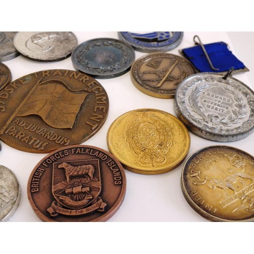 234 - 21 x ASSORTED MILITARY RELATED BADGES & MEDALS INCLUDES SPORT MEDALS