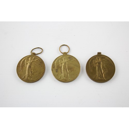 451 - 3 x WW1 Victory Medals to Cpl Butterworth MGC, Dvr Whitfield RA & Pte Broadbent