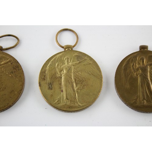 451 - 3 x WW1 Victory Medals to Cpl Butterworth MGC, Dvr Whitfield RA & Pte Broadbent