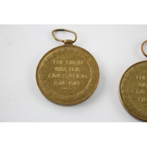 451 - 3 x WW1 Victory Medals to Cpl Butterworth MGC, Dvr Whitfield RA & Pte Broadbent