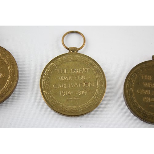 451 - 3 x WW1 Victory Medals to Cpl Butterworth MGC, Dvr Whitfield RA & Pte Broadbent