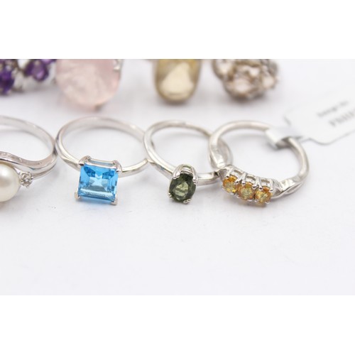 470 - 12 X .925 Gemstone Set Rings Including Tggc (58g)