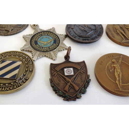 237 - 12 x MILITARY SPORTING MEDALS TO INCLUDE - THE RIFLE ASSOCIATION, SWIMMING, PARACHUTE TEAM ETC