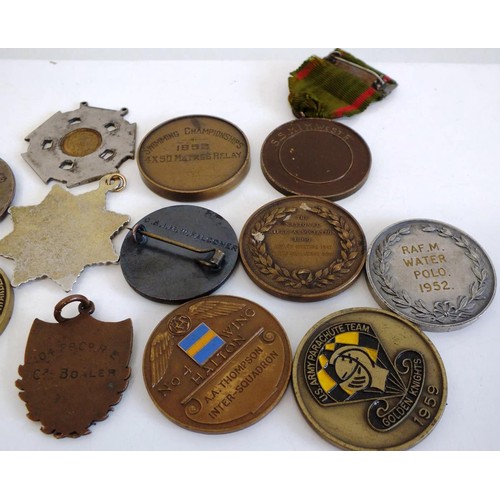 237 - 12 x MILITARY SPORTING MEDALS TO INCLUDE - THE RIFLE ASSOCIATION, SWIMMING, PARACHUTE TEAM ETC