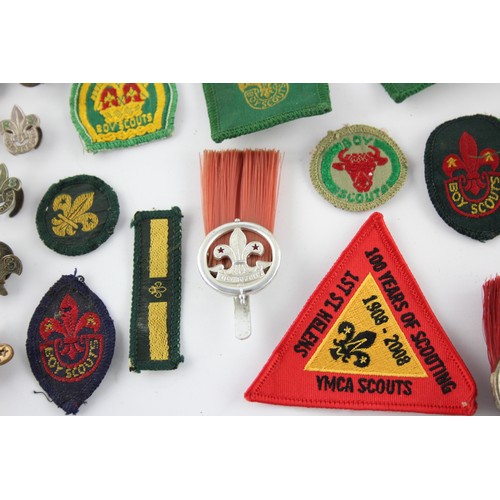 483 - 35 x Assorted BOY SCOUTS Badges, Patches & Belt Inc Vintage, Enamel, Awards Etc