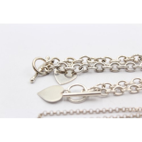 490 - 3 X .925 T Bar Jewellery Including Heart Charms (51g)