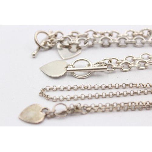 490 - 3 X .925 T Bar Jewellery Including Heart Charms (51g)