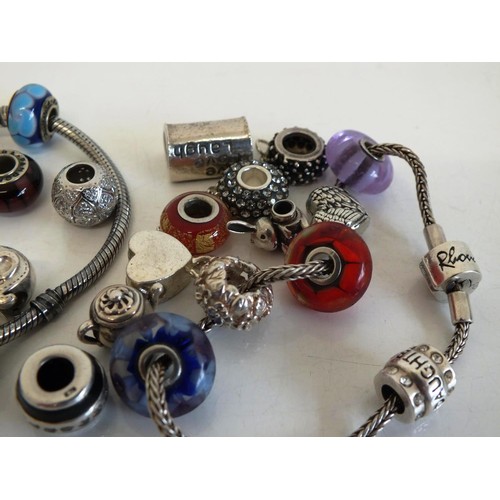 241 - BRANDED FASHION SILVER CHARM BRACELETS & CHARMS INCLUDES PANDORA & TROLLBEADS