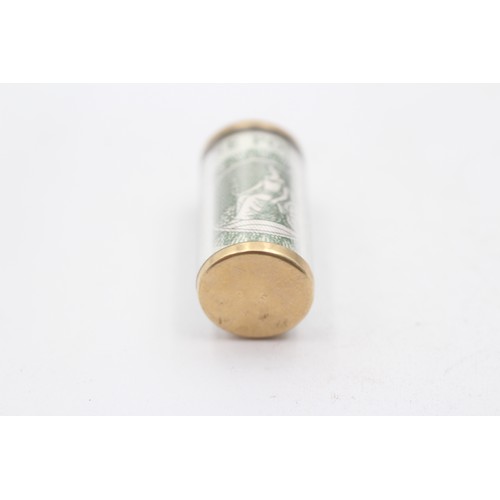 496 - 9ct gold one pound cylinder case charm pendant (3.3g)