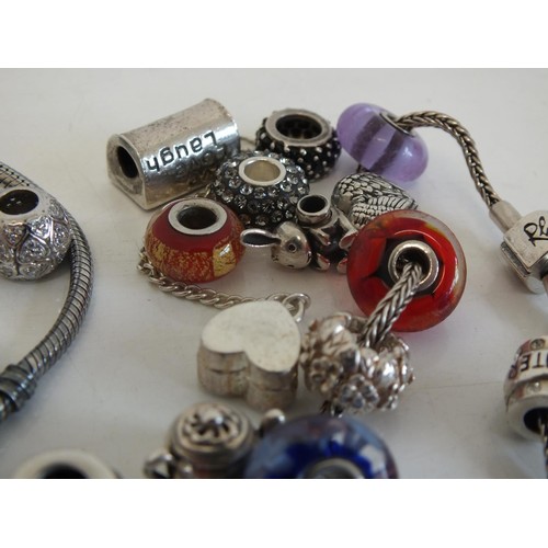 241 - BRANDED FASHION SILVER CHARM BRACELETS & CHARMS INCLUDES PANDORA & TROLLBEADS