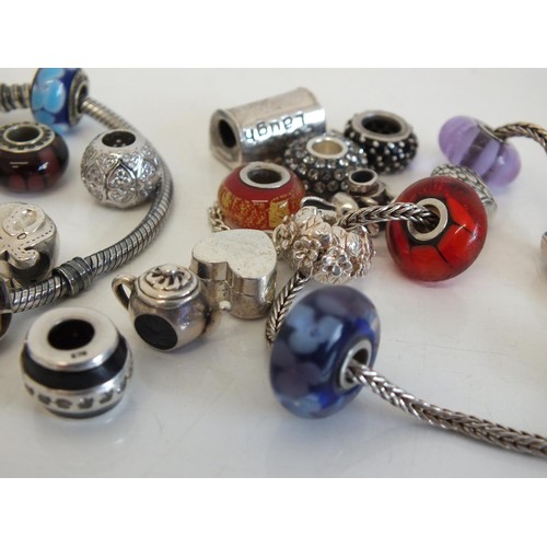 241 - BRANDED FASHION SILVER CHARM BRACELETS & CHARMS INCLUDES PANDORA & TROLLBEADS