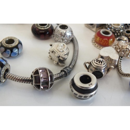 241 - BRANDED FASHION SILVER CHARM BRACELETS & CHARMS INCLUDES PANDORA & TROLLBEADS