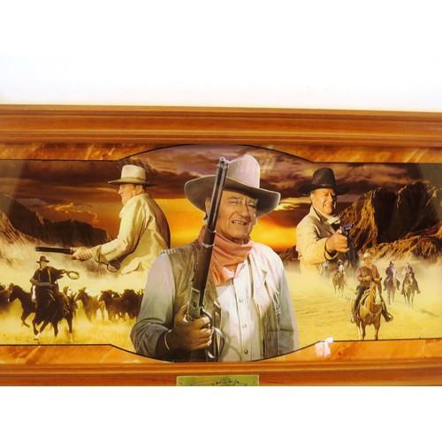 52 - BRADFORD EXCHANGE- JOHN WAYNE ON AMERICAN LEDGEND No A4659 2006- 58 x 29CM